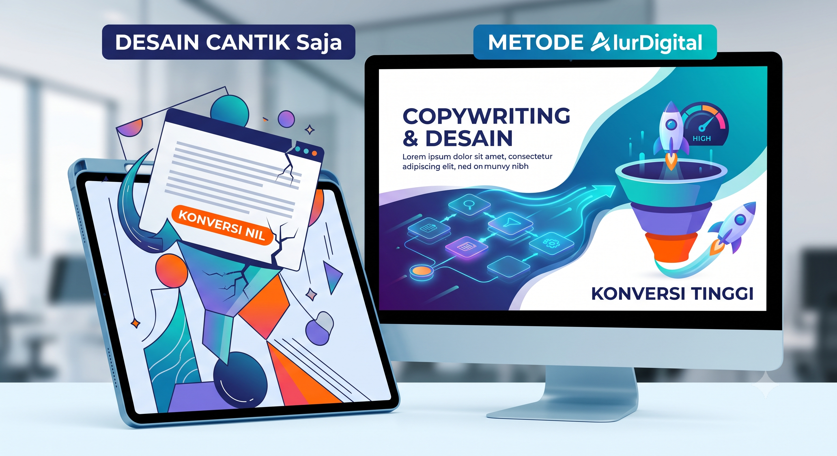 Featured image: Copywriting vs Desain: Mana yang Lebih Penting pada Landing Page?
